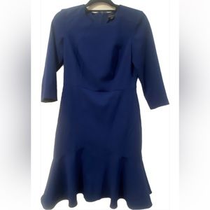⭐️ Ann Taylor flare bottom 3/4 sleeve  Blue Dress